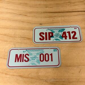 Mississippi Novelty Bike License Plate 1980s VTG White MIS SIP 412 001 Vintage